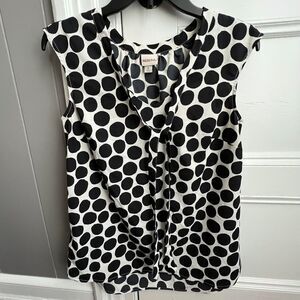 Merona Black & White Polka Dot Lightweight Sleeveless Blouse Top S